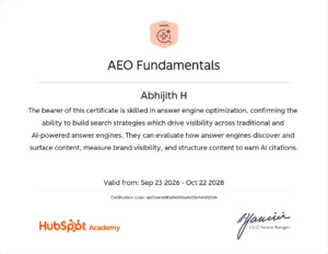 HubSpot SEO Certified Digital Marketing Specialist in Pathanamthitta Abhijith H