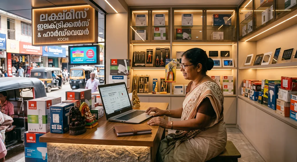 Shop owner implementing SEO for small businesses in Kochi